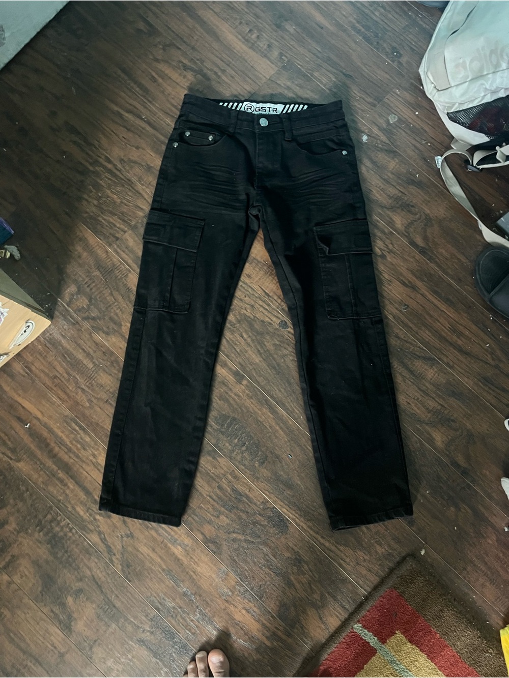 Kids Black Cargo Jeans with Pocket Details